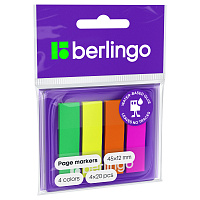 Флажки-закладки Berlingo 45*12мм, 20л*4 неоновых цвета, в диспенсере, европодвес фото Флажки-закладки Berlingo 45*12мм, 20л*4 неоновых цвета, в диспенсере, европодвес