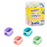 Точилка ЮНЛАНДИЯ "COLOR PASTEL", двуцветная, пастельные цвета ассорти, 272505