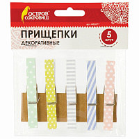 Прищепки декоративные "Пастельные тона", 5 штук, 7,2 см, ассорти, ОСТРОВ СОКРОВИЩ, 662677 фото Прищепки декоративные "Пастельные тона", 5 штук, 7,2 см, ассорти, ОСТРОВ СОКРОВИЩ, 662677