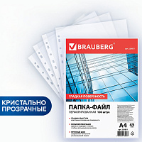 Папки-файлы перфорированные, А4, BRAUBERG "STANDARD", комплект 100 шт., гладкие, 45 мкм, 226831 фото Папки-файлы перфорированные, А4, BRAUBERG "STANDARD", комплект 100 шт., гладкие, 45 мкм, 226831