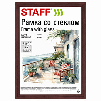 Рамка 21х30 см со стеклом, багет 17 мм дерево, STAFF "Classic", цвет красное дерево, 391364 фото Рамка 21х30 см со стеклом, багет 17 мм дерево, STAFF "Classic", цвет красное дерево, 391364