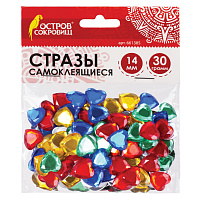Стразы самоклеящиеся "Сердце", 14 мм, 30 г, 5 цветов, ОСТРОВ СОКРОВИЩ, 661385 фото Стразы самоклеящиеся "Сердце", 14 мм, 30 г, 5 цветов, ОСТРОВ СОКРОВИЩ, 661385