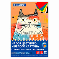 Набор картона БЕЛЫЙ + ЦВЕТНОЙ А4 мелованный, 10 листов (белый 4 листа + цветной 6 листов), в папке, BRAUBERG, 116630 фото Набор картона БЕЛЫЙ + ЦВЕТНОЙ А4 мелованный, 10 листов (белый 4 листа + цветной 6 листов), в папке, BRAUBERG, 116630