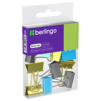 Зажимы для бумаг 19мм, Berlingo, 10шт., цветные, ПВХ упак., европодвес, голубой+золотой фото Зажимы для бумаг 19мм, Berlingo, 10шт., цветные, ПВХ упак., европодвес, голубой+золотой
