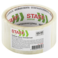 Клейкая лента упаковочная 48 мм x 40 м, прозрачная, толщина 40 микрон, STAFF, 440087 фото Клейкая лента упаковочная 48 мм x 40 м, прозрачная, толщина 40 микрон, STAFF, 440087