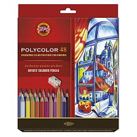 Карандаши цветные Koh-I-Noor Polycolor художественные 48 цветов шестигранные с точилкой фото Карандаши цветные Koh-I-Noor Polycolor художественные 48 цветов шестигранные с точилкой