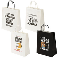 Пакет подарочный (1 штука) 26х13х32 см (L) "Funny Notes", ассорти, крафт, ЗОЛОТАЯ СКАЗКА, 700824