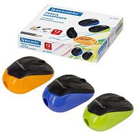 Точилка BRAUBERG "Click", с контейнером, пластиковая, корпус ассорти, 228445