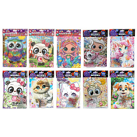 Алмазная мозаика детская АССОРТИ 10 видов, 17х23 см, на картоне, МУЛЬТИ АРТ, 5940