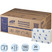 Полотенца бумажные листовые Luscan Professional H2 Z-сложение 2-слойные белые 20 пачек по 190 листов фото Полотенца бумажные листовые Luscan Professional H2 Z-сложение 2-слойные белые 20 пачек по 190 листов