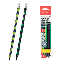 Карандаши чернографитные BRAUBERG НАБОР 6 шт., "Jet", НВ, с резинкой, пластиковые, корпус ассорти, заточенные, 180632