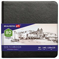 Скетчбук, слоновая кость 140 г/м2 120х120 мм, 80 л., КОЖЗАМ, резинка, BRAUBERG ART CLASSIC, черный, 113191 фото Скетчбук, слоновая кость 140 г/м2 120х120 мм, 80 л., КОЖЗАМ, резинка, BRAUBERG ART CLASSIC, черный, 113191