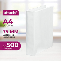 Папка Панорама на 4-х кольцах Attache 75 мм белая до 500 листов фото Папка Панорама на 4-х кольцах Attache 75 мм белая до 500 листов