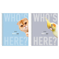 Тетрадь А5 96 л., HATBER, спираль, линия, матовая ламинация, "Кто здесь?" (микс в спайке), 093672, 96Т5лВ2сп