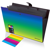 Папка-органайзер на кнопке 5 отделений, BRAUBERG GRADE, A4, зелено-голубой градиент, 274092