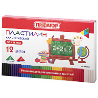 Пластилин классический ПИФАГОР ШКОЛЬНЫЙ, 12 цветов, 180 г, со стеком, 105434 фото Пластилин классический ПИФАГОР ШКОЛЬНЫЙ, 12 цветов, 180 г, со стеком, 105434