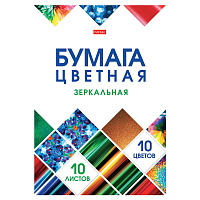 Цветная бумага А4 ЗЕРКАЛЬНАЯ, 10 листов, 10 цветов, в папке, HATBER, 200х290 мм, "Мозаика", 066994, 10Бц4мт_23735 фото Цветная бумага А4 ЗЕРКАЛЬНАЯ, 10 листов, 10 цветов, в папке, HATBER, 200х290 мм, "Мозаика", 066994, 10Бц4мт_23735