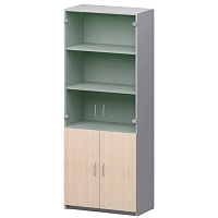 Шкаф для документов СП-Бюджет 2553 со стеклом (дуб шамони светлый/серый, 716х349х1810 мм)