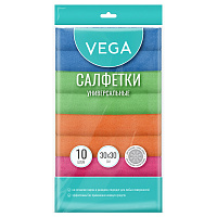 Салфетки для уборки Vega, набор 10шт., микрофибра, 30*30см, европодвес, цвет ассорти фото Салфетки для уборки Vega, набор 10шт., микрофибра, 30*30см, европодвес, цвет ассорти