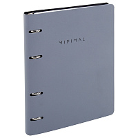 Тетрадь на кольцах А5, 175х215 мм, 120 л., под кожу, BRAUBERG VISTA, "Minimal", серый, 405216