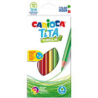 Карандаши цветные пластиковые Carioca "Tita", 12цв., трехгран., заточен., картон, европодвес фото Карандаши цветные пластиковые Carioca "Tita", 12цв., трехгран., заточен., картон, европодвес