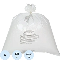 Пакеты для медицинских отходов ПТП Киль класс А 60 л белый 70x80 см 18 мкм (100 штук в упаковке)