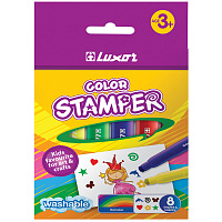 Фломастеры-штампы Luxor "Color Stamper", 08цв., смываемые, картон, европодвес фото Фломастеры-штампы Luxor "Color Stamper", 08цв., смываемые, картон, европодвес