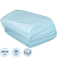 Простыня одноразовая Чистовье Люкс нестерильная в сложении 200 x 80 см (голубая, 20 штук в упаковке)