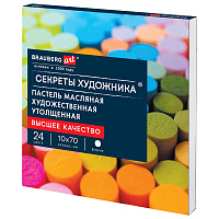Пастель масляная BRAUBERG ART "Секреты художника", УТОЛЩЕННАЯ, 24 цвета, круглое сечение, 182100