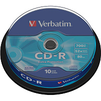 Диск CD-R Verbatim 700 МБ 52x Cake Box 43437 (10 штук в упаковке) фото Диск CD-R Verbatim 700 МБ 52x Cake Box 43437 (10 штук в упаковке)