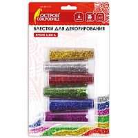 Блестки (глиттер) для декора, поделок, DIY, творчества, оформления, ОСТРОВ СОКРОВИЩ, НАБОР, 6 цветов по 6,5 грамм, блистер, 661550 фото Блестки (глиттер) для декора, поделок, DIY, творчества, оформления, ОСТРОВ СОКРОВИЩ, НАБОР, 6 цветов по 6,5 грамм, блистер, 661550