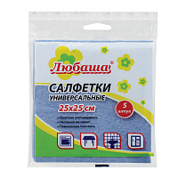Салфетки ВИСКОЗНЫЕ универсальные MEDIUM, 25х25 см, КОМПЛЕКТ 5 шт., 80 г/м2, ЛЮБАША, К4122, 605501 фото Салфетки ВИСКОЗНЫЕ универсальные MEDIUM, 25х25 см, КОМПЛЕКТ 5 шт., 80 г/м2, ЛЮБАША, К4122, 605501