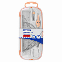 Готовальня BRAUBERG SCHOOL KIT, 8 предметов, циркуль 115 мм, чертежные принадлежности, персиковый цвет, 210704 фото Готовальня BRAUBERG SCHOOL KIT, 8 предметов, циркуль 115 мм, чертежные принадлежности, персиковый цвет, 210704