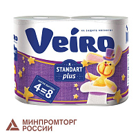 Бумага туалетная Veiro 2-слойная белая (4 рулона в упаковке) фото Бумага туалетная Veiro 2-слойная белая (4 рулона в упаковке)