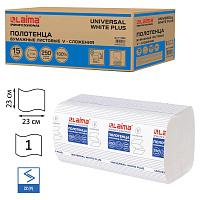 Полотенца бумажные 250 шт., LAIMA (H3) UNIVERSAL WHITE PLUS, 1-слойные, белые, КОМПЛЕКТ 15 пачек, 23х23, V-сложение, 111343 фото Полотенца бумажные 250 шт., LAIMA (H3) UNIVERSAL WHITE PLUS, 1-слойные, белые, КОМПЛЕКТ 15 пачек, 23х23, V-сложение, 111343