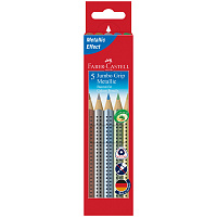 Карандаши цветные Faber-Castell "Jumbo Grip Metallic", 05цв., трехгр., утолщ., заточ., картон, европодвес фото Карандаши цветные Faber-Castell "Jumbo Grip Metallic", 05цв., трехгр., утолщ., заточ., картон, европодвес