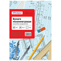 Бумага масштабно-координатная OfficeSpace, А3 10л., голубая, в папке фото Бумага масштабно-координатная OfficeSpace, А3 10л., голубая, в папке