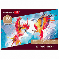 Альбом для акварели, бумага ИТАЛИЯ 200 г/м2 25% хлопок 245х345 мм, 10 л., BRAUBERG ART PREMIERE, 105911 фото Альбом для акварели, бумага ИТАЛИЯ 200 г/м2 25% хлопок 245х345 мм, 10 л., BRAUBERG ART PREMIERE, 105911