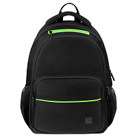 Рюкзак Berlingo U3 "Black-green" 41*29,5*13см, 2 отделения, 4 кармана, эргономичная спинка