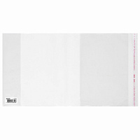 Обложка ПП со штрихкодом для дневников, учебников, прописей МАЛОГО ФОРМАТА, КЛЕЙКИЙ КРАЙ, 80 мкм, 220х460 мм, прозрачная, ПИФАГОР, 229346