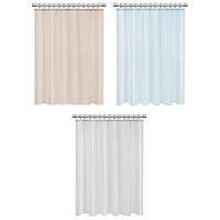 Шторка для ванной PEVA, 180х180 см, кольца в комплекте, 3 цвета ассорти (белый, голубой, коричневый), PRIMILA (ПРИМИЛА), 700072