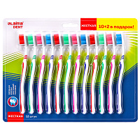 Зубная щетка жесткая WHITENING, КОМПЛЕКТ 12 шт. (10 + 2 в подарок), LAIMA DENT, 609690