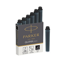 Картриджи чернильные для перьевой ручки Parker Quink Short черные (6 штук в упаковке, артикул производителя 1950407) фото Картриджи чернильные для перьевой ручки Parker Quink Short черные (6 штук в упаковке, артикул производителя 1950407)