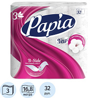 Бумага туалетная Papia 3-слойная белая (32 рулона в упаковке) фото Бумага туалетная Papia 3-слойная белая (32 рулона в упаковке)