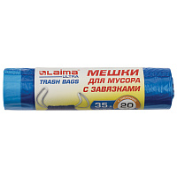 Мешки для мусора с завязками LAIMA "ULTRA" 35 л, синие, рулон 20 шт., особо прочные, ПВД 20 мкм, 50х60 см, 607689 фото Мешки для мусора с завязками LAIMA "ULTRA" 35 л, синие, рулон 20 шт., особо прочные, ПВД 20 мкм, 50х60 см, 607689