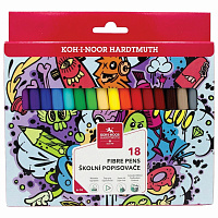 Фломастеры KOH-I-NOOR "TEENAGE" 1002, 18 цветов, смываемые, картонная упаковка, европодвес, 771002AH23KS фото Фломастеры KOH-I-NOOR "TEENAGE" 1002, 18 цветов, смываемые, картонная упаковка, европодвес, 771002AH23KS