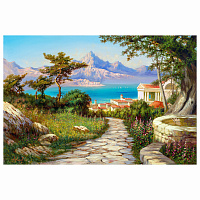 Картина стразами (алмазная мозаика), 60х80 см, ОСТРОВ СОКРОВИЩ "Город у моря", без подрамника, 663870