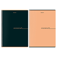 Тетрадь А4, 96 л., BRAUBERG, гребень, клетка, матовая ламинация, "Минимал_Цвет" (микс в спайке), 405319