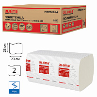Полотенца бумажные 200 штук, LAIMA (H3) PREMIUM, 2-слойные, белые, КОМПЛЕКТ 15 пачек, 23х23, V-сложение, 126095 фото Полотенца бумажные 200 штук, LAIMA (H3) PREMIUM, 2-слойные, белые, КОМПЛЕКТ 15 пачек, 23х23, V-сложение, 126095