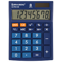 Калькулятор настольный BRAUBERG ULTRA-08-BU, КОМПАКТНЫЙ (154x115 мм), 8 разрядов, двойное питание, СИНИЙ, 250508 фото Калькулятор настольный BRAUBERG ULTRA-08-BU, КОМПАКТНЫЙ (154x115 мм), 8 разрядов, двойное питание, СИНИЙ, 250508